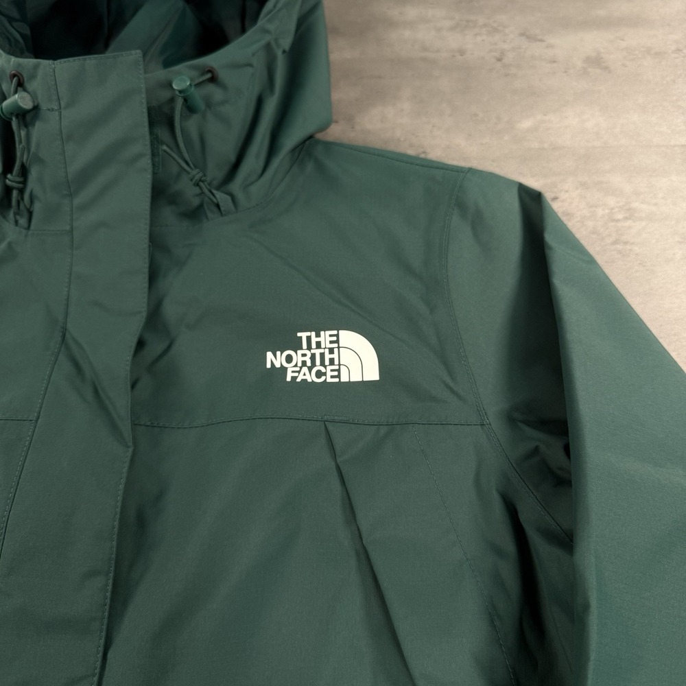 North Face Antora Rain Parka Jacket‎ XS Nori Green Dark Dryvent Zip Hooded Coat - Picture 9 of 13
